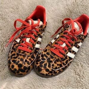 adidas Leopard Print Sneakers with Red Accents
